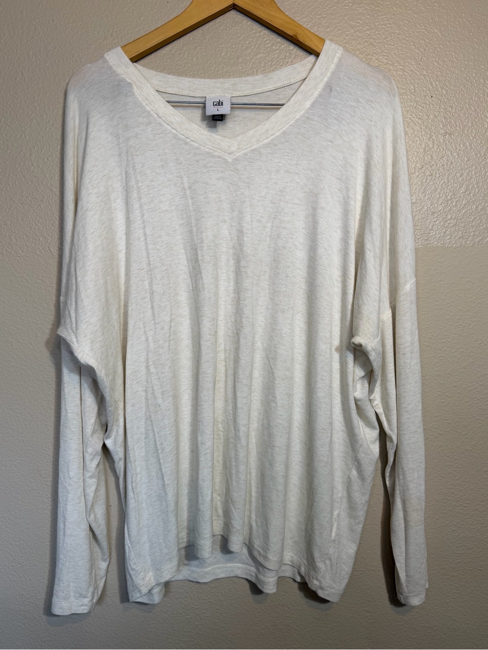 Cabi  Lightweight V-Neck Long Sleeve Top - Cream